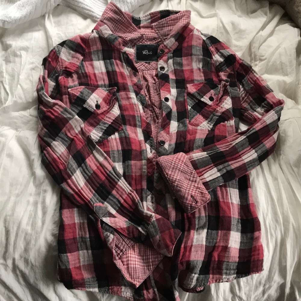 Rails Dana Plaid Button Down Red White Small $168 - image 1